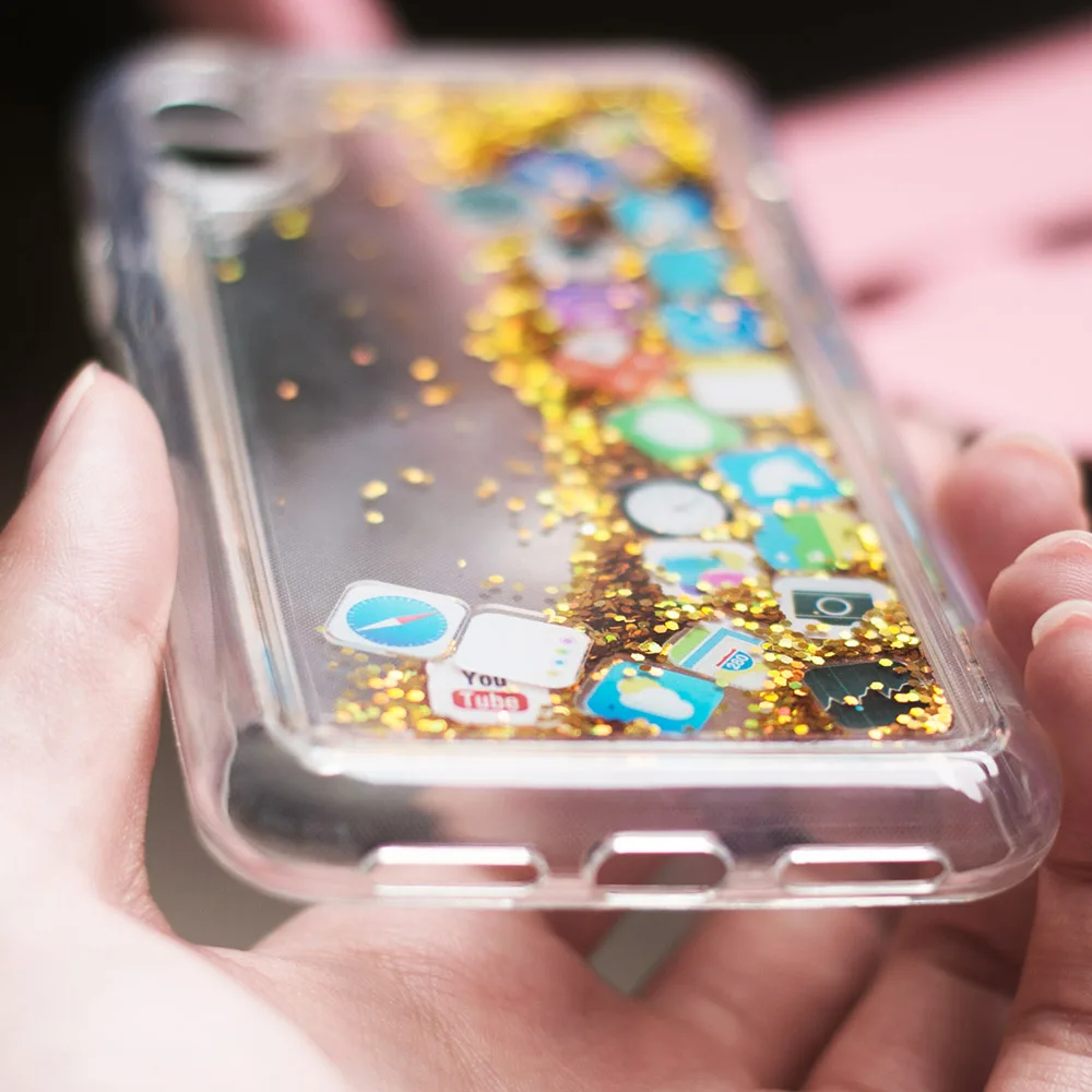 KISSCASE APP Icon Quicksand Case For iPhone 8 7 6S 6 Plus X XS Max Glitter Phone Cases XR 11 Pro Cover Funda | Мобильные телефоны и