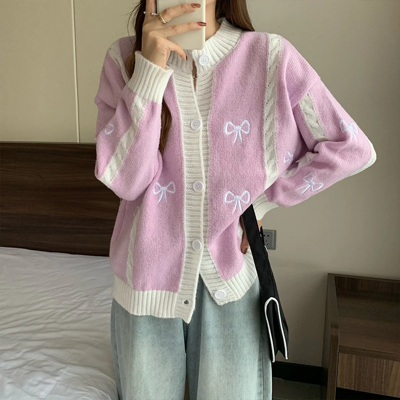 

Women's Cardigan Sweater Cashmere Button Down Long Sleeve Classic Crew Neck Knit Cardigan Korean Ladies Slim Fashion Casual Tops