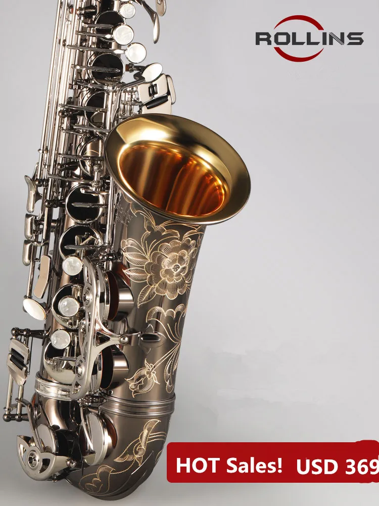 

Free Shipping Rollins Saxophone Alto E-flat tune Carlolan Black Gold a3 Professional Performance Beginner Exam General