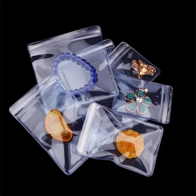 

Jewelry Storage Bag Thicken Transparent PVC Zipper Bag Anti-Oxidation Souvenir Universal Packaging Resealable Food Fresh Bags