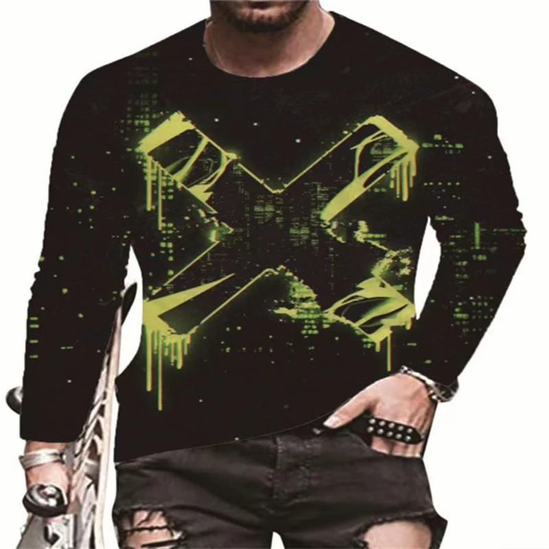 

2021 summer T-shirt new letter 3D digital printing men's street trend thin pattern 3DT shirt short-sleeved top.
