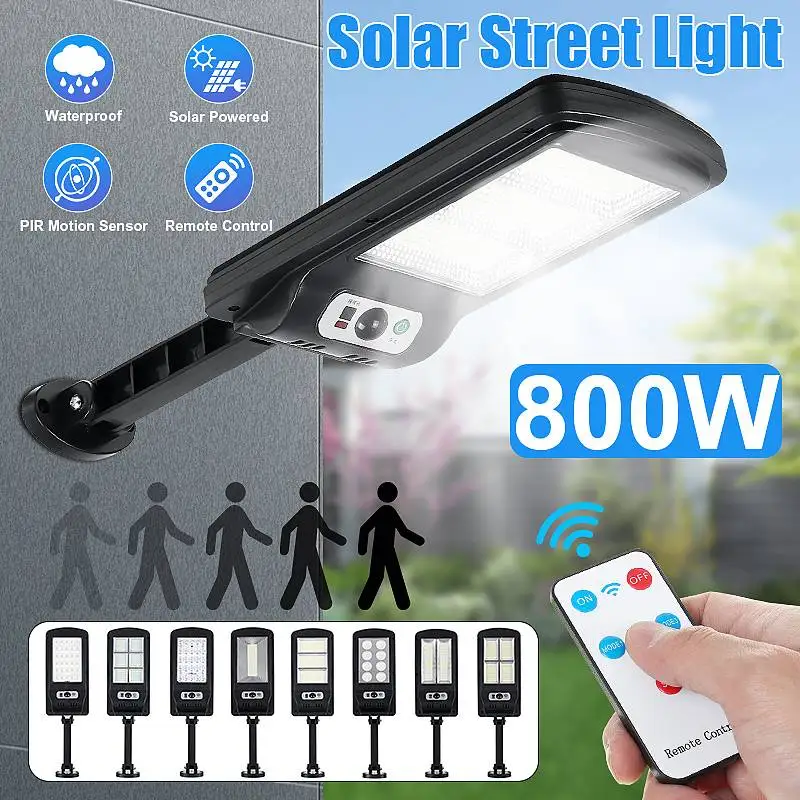 

100W-800W LED Solar Wall Light Garden Security Lamp PIR Motion Sensor IP65 with Remote Control Outdoor Solar Panel Lighting
