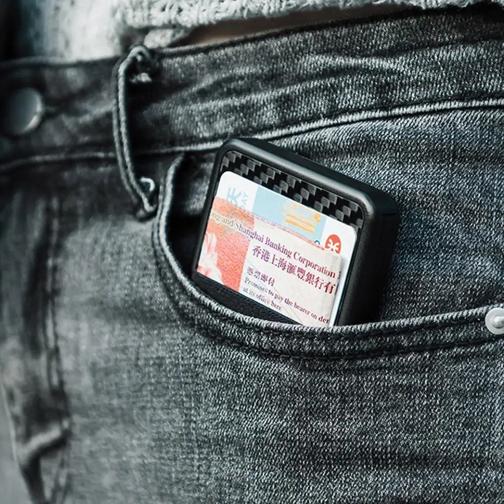 

Blocking Sliding Wallet Card Holder Plastic Card Money Purse Carbon Fiber Push-Pull Card Holder For Men Women Male Female