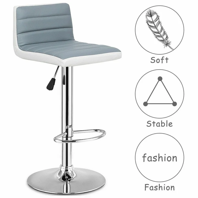 Высококачественный набор из 2 регулируемых серых стульев искусственной кожи