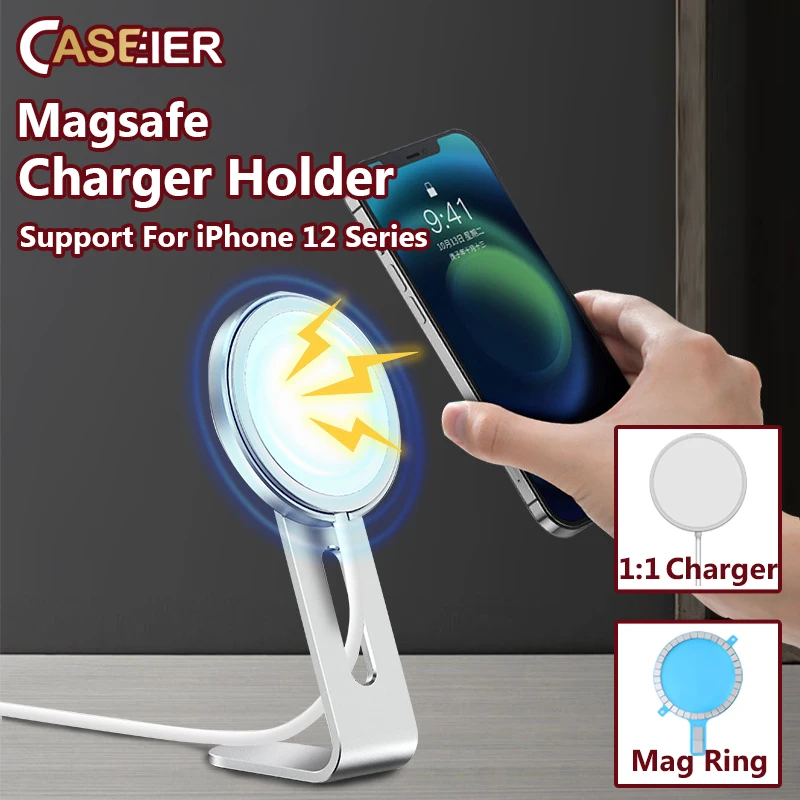 

CASEIER Magnetic Charger Phone Holder Desktop Stand For iPhone 12 Pro Max Mini Mag Safe For iOS Apple 12 Charger Desk Holder