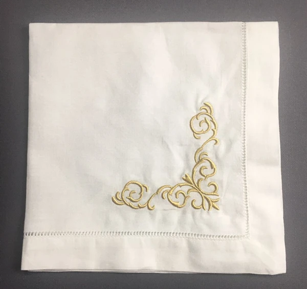 Набор салфеток белых льняных с вышивкой 20x20 дюймов 12 шт. | Аксессуары для одежды