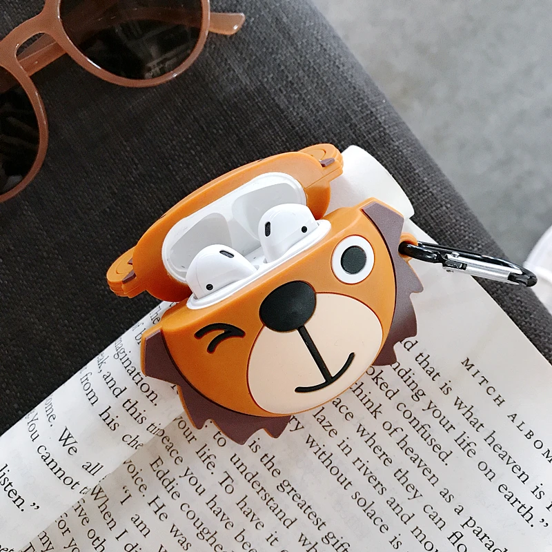 Силиконовый чехол с 3D рисунком для беспроводных Bluetooth-наушников Anima Panda Tiger AirPods 2