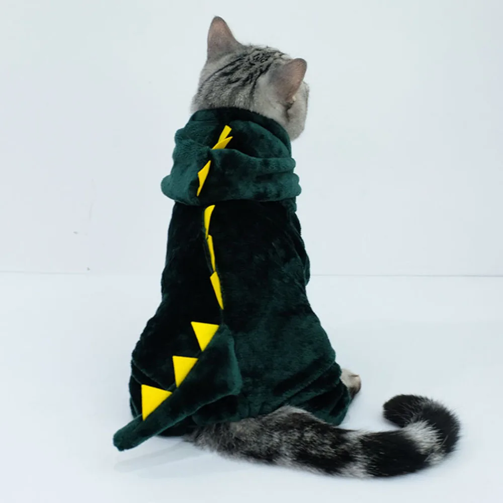 Одежда для домашних питомцев Забавный костюм кота динозавра зимняя одежда кошек