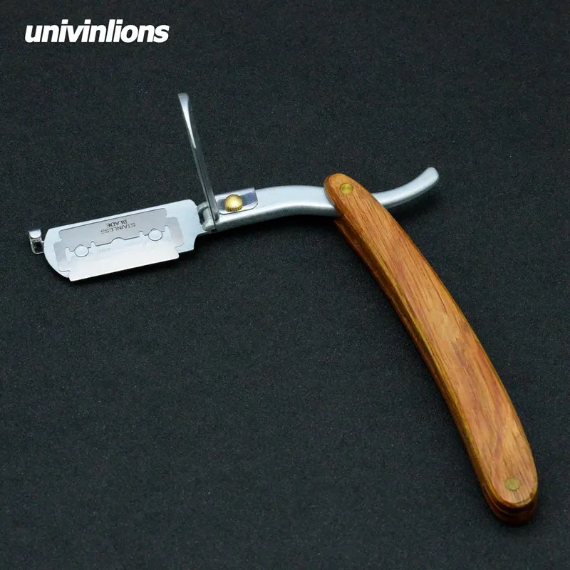 Складная деревянная бритва Univinlions для парикмахера мужская и женская портативная