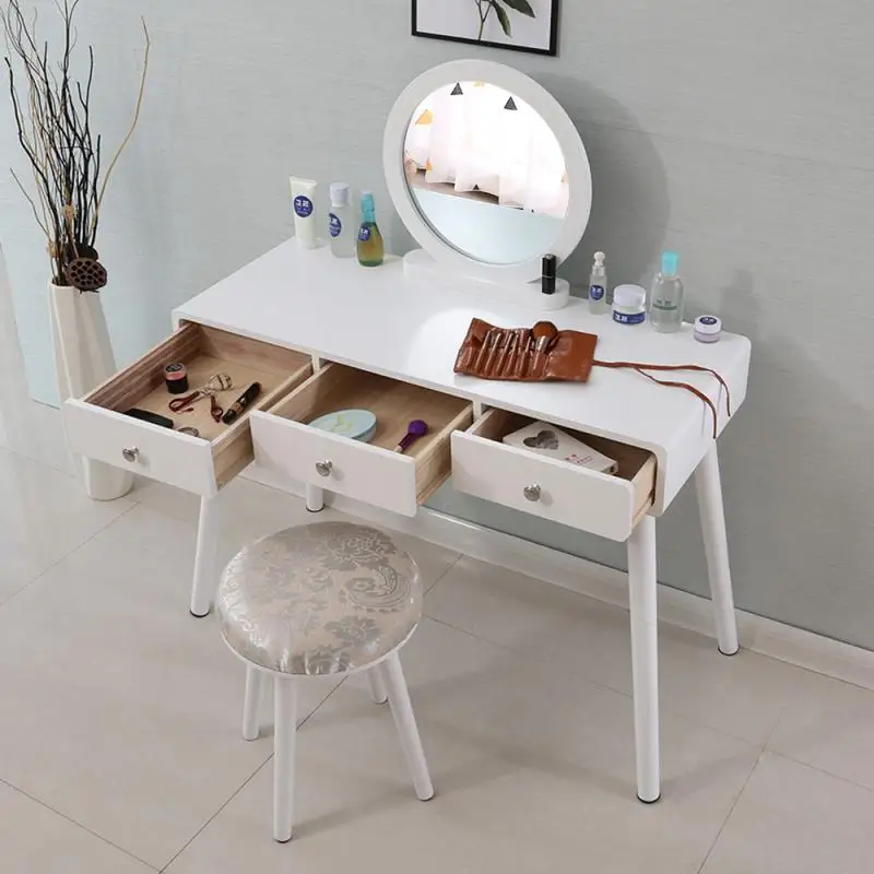 

Минимализм набор туалетного столика маленькая спальня современный простой органайзер для макияжа стол деревянный туалетный инструмент HWC