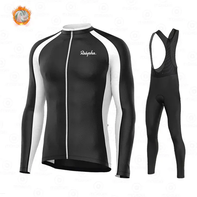 

Ralvpha Winter Thermal Fleece Long Sleeve Cycling Jersey Set Bib Pants Ropa Ciclismo Bicycle Clothing MTB Bike Men Clothes Suit