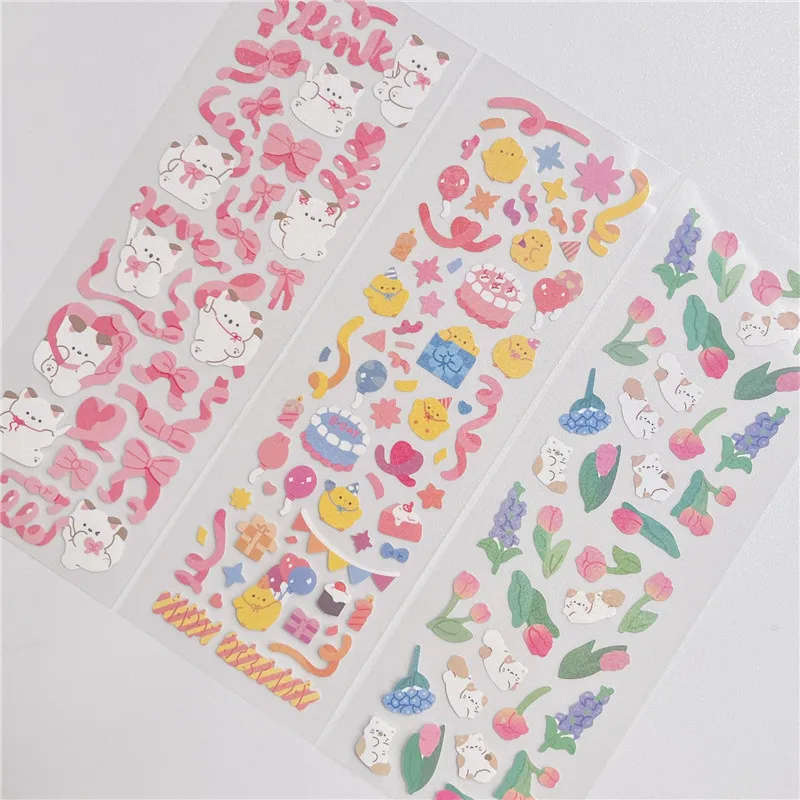 

Korea Ins Cat Laser Sticker Chasing Stars Card Stickers Phone DIY Material Ipad Decoration Sticker