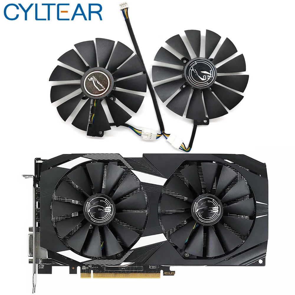 

Охлаждающий вентилятор для видеокарты ASUS STRIX RX 470, 580, 570, GTX 1050Ti, 1070Ti, 1080Ti, T129215SM, 95 мм