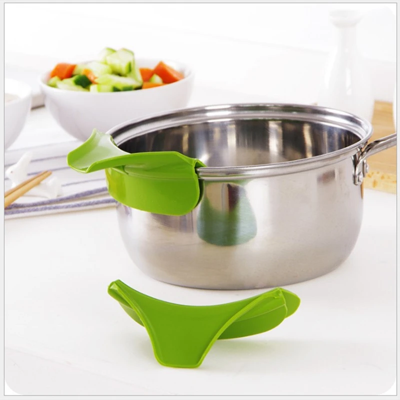 2PCS New Creative Silicone Anti-Spill Kitchen Pots Cookware Edge Diversion Nozzle Pour Soup Spout For Liquid Funnel Utility Tool |
