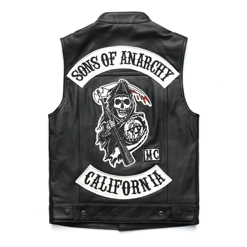 

DHL Free Shipping Men's Skull Motorcycle Leather Vest 100% Genuine Cowhide Skin Biker Vest Men's Spring and Autumn Waistcoat