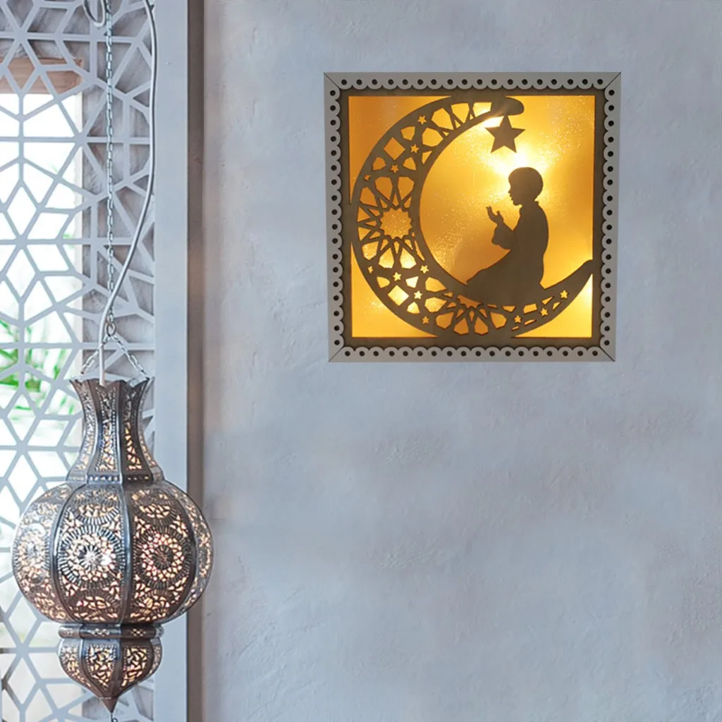 

DIY Ramadan Decoration Ornament LED Light EID Mubarak Decor Muslim Craft Suppiles Ramadan Decoration for Home Party Decor