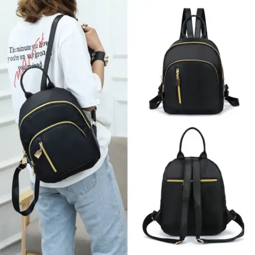 Women Girls Black Nylon Mini Backpack Travel School Backpack Shoulder bags 2020 New