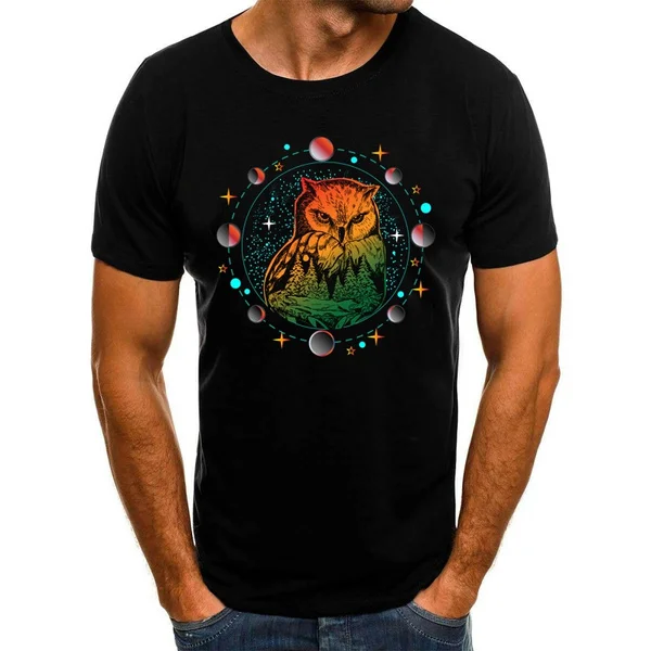 

Футболка мужская с принтом Луны фазы Совы ночью, крутая рубашка в стиле рэп/хип-хоп, топ с графическим принтом в стиле хип-хоп