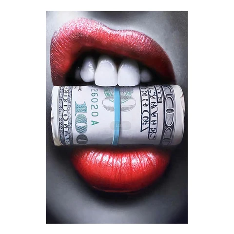 Сексуальные красные губы пуля и деньги холст картины поп-арт стена художественные картины для гостиной домашний декор