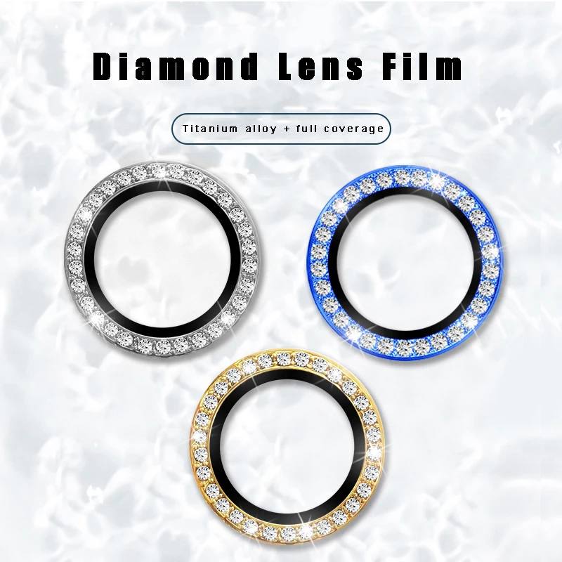 Блестящий протектор для объектива камеры со стразами iPhone 11 12 13 Pro Max Mini 3D роскошное