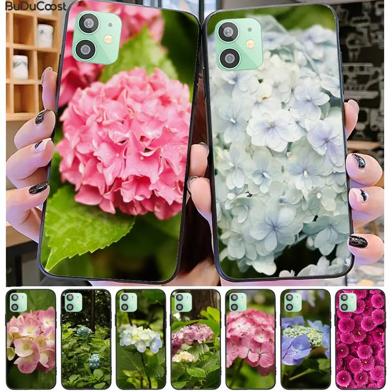 beautiful hydrangea shell phone case for iphone 11 pro11 pro max x xs xr xs max 8plus 7 6splus 5s se 7plus case free global shipping