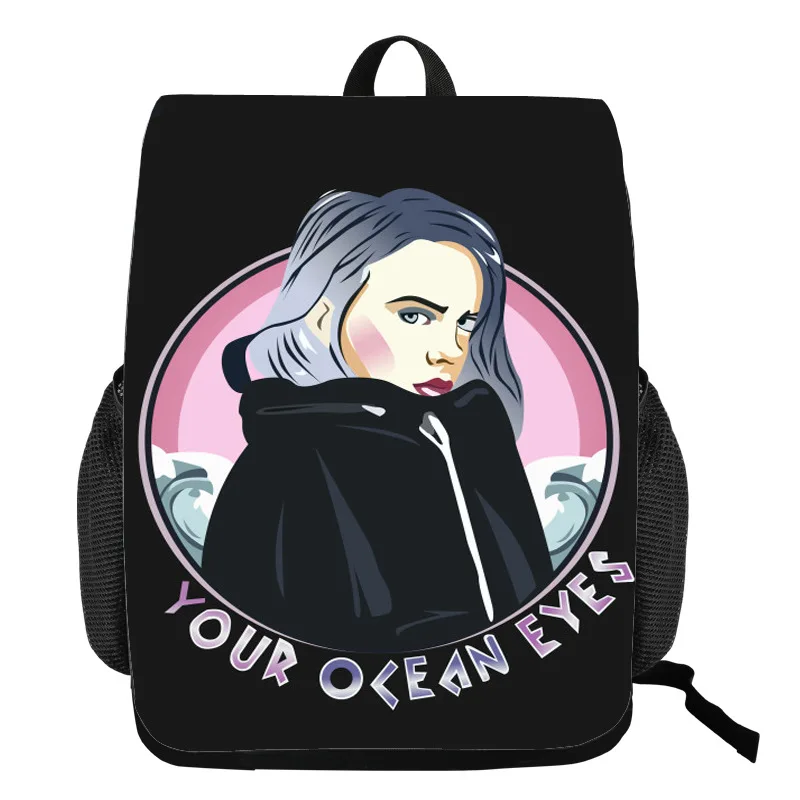 Billie Eilish Bagpack Подростковая распылитель ранцевого типа для с искусственного меха, сумочка, добавить свой комментарий elish портфели джинсовый пенал для мальчиков и для девочек рюкзак для путешествий