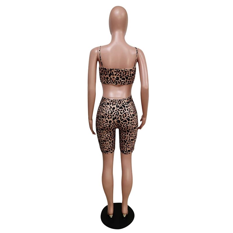 

Bonnie Forest Womens Cut Out Leopard Print Shorts Set Two Pieces Outfits Womens Straps Crop Top And Matching Set Rave Outfits