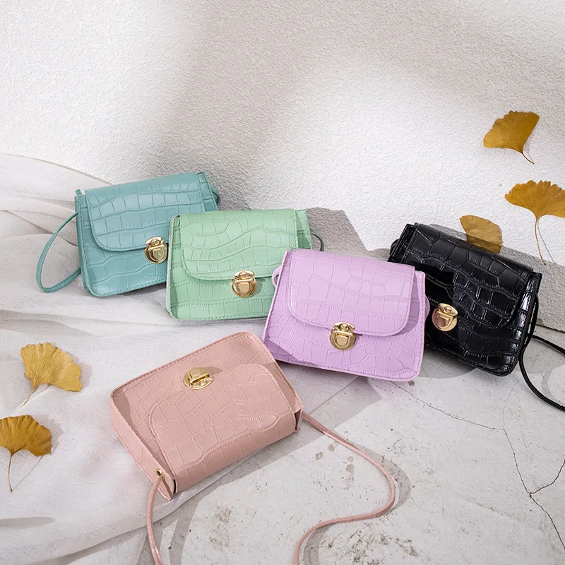 Маленькие однотонные сумки через плечо из искусственной кожи с крокодиловым