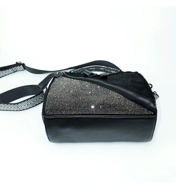 Fashion Horse Hair Messenger Bags Diamonds Satchels Horse Hair Patchwork handbag adies hand bags Diamonds Patchwork handbags