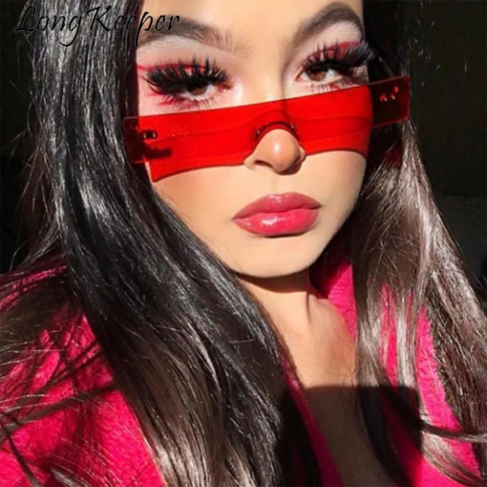 

Longkeeper Fashion Rimless Sunglasses Women Vintage Steampunk Sunglasses Female Frameless Street Shot Punk Glasses
