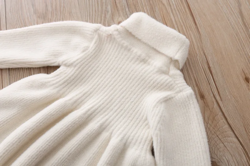 Платье для маленьких девочек свитер с высоким воротником трикотажное платье