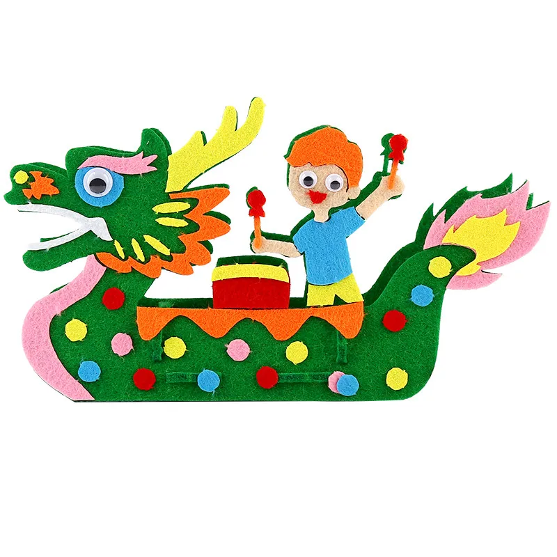 

Non-woven dragon boat ornaments Dragon Boat Festival children's non-woven material package kindergarten diy handmade creative pa