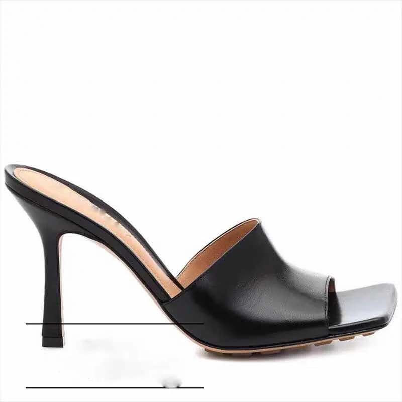 

In early spring of 2020, the new simple sandals and slippers with square toe lambskin Muller high-heeled women's shoes sandals