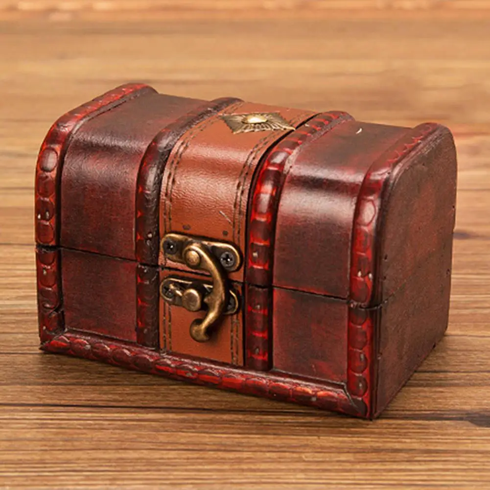 

New Small Jewelry Storage Treasure Rustic Wooden Box Case Vintage Handmade Chest