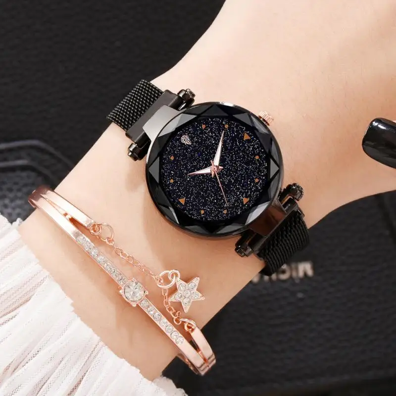 Женские кварцевые часы со звёздным небом на магнитной застежке|Женские наручные