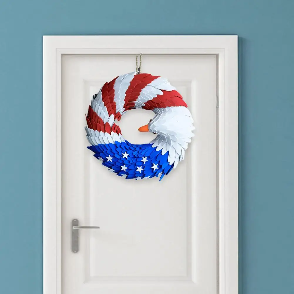 

Дверной венок, Легкая очистка, яркие цвета, в форме орла, День Независимости, висячий венок, гирлянда для входной двери, Рождественская вечер...