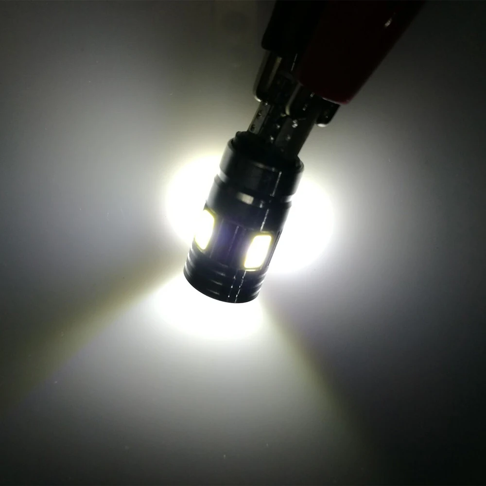 

10 Pcs T10 6SMD 5630 LED Wedge Light White Car Side Bulbs Canbus Error Free