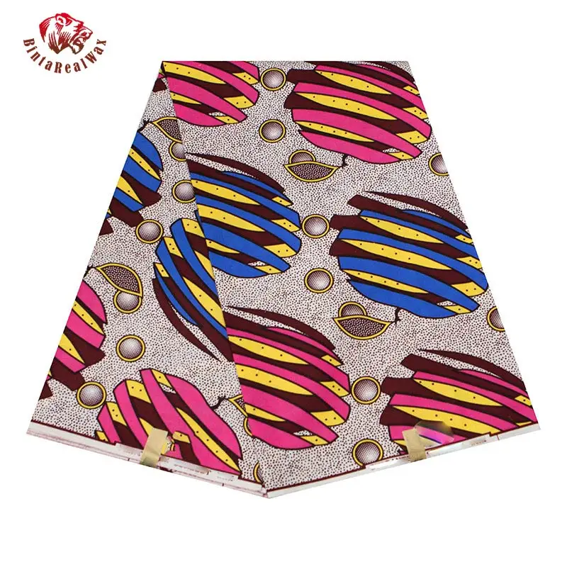 

BintaRealWax Ankara Fabric African Real Wax Print Fabric High Quality 6 Yards 3Yards Polyester Material for Party Dress FP6316