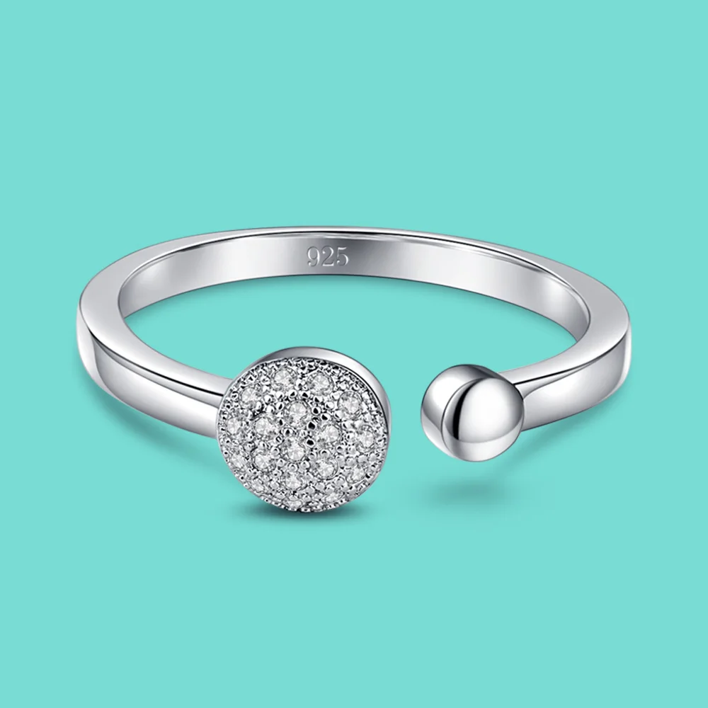 Женское кольцо из серебра 925 пробы с инкрустацией сияющего циркония|Кольца| |