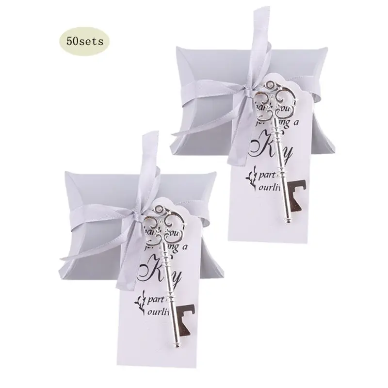 50 комплектов Свадебная вечеринка открывалка для ключей с биркой бумажный пакет