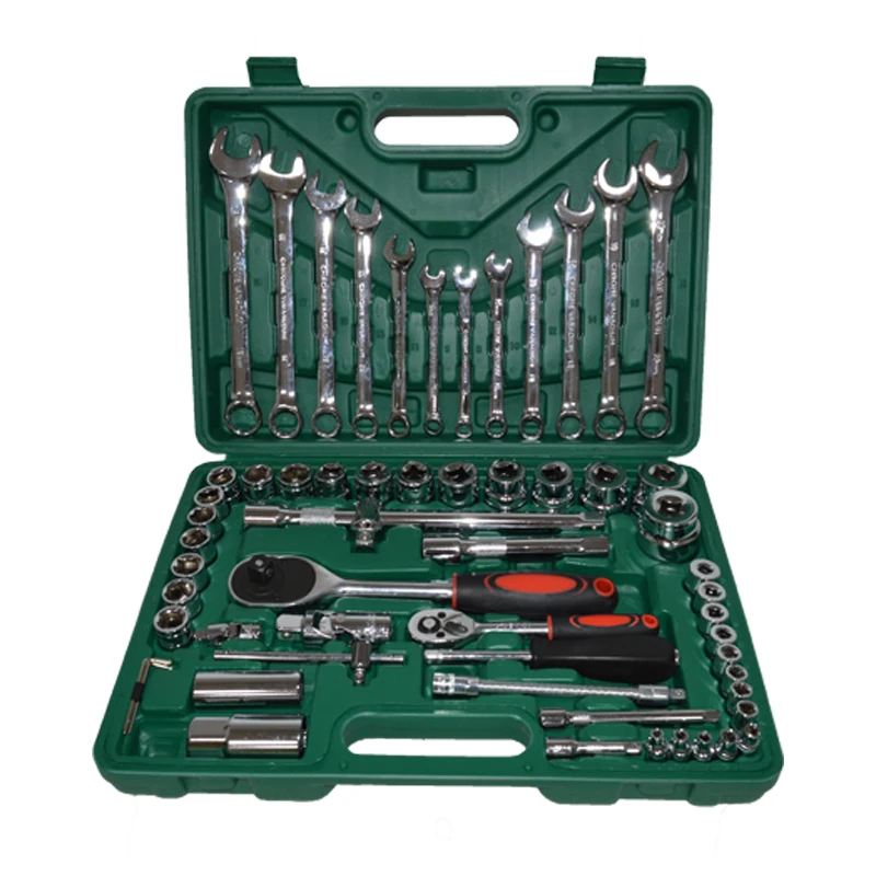 Hand Tool Set (61pcs) Socket & Bit Set Wrench Repair Service Tools Kit Spanner for Car Ship