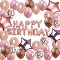 happy birthday balloons for women birthday decorations kit rose gold burgundy foil balloon letter banner party decor supplies
