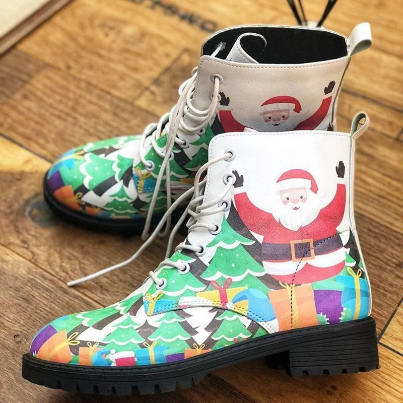 

Women's Boots Printed Martin Boots Winter Women's Chelsea Boots Round Toe Lace-up Casual Shoes Women's Shoes Zapatos De Mujer