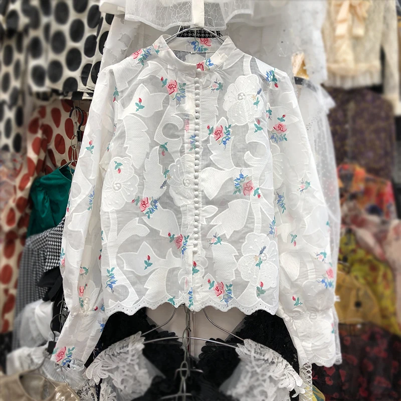 Женская блузка белого и розового цвета весна-лето 2020 новые национальные