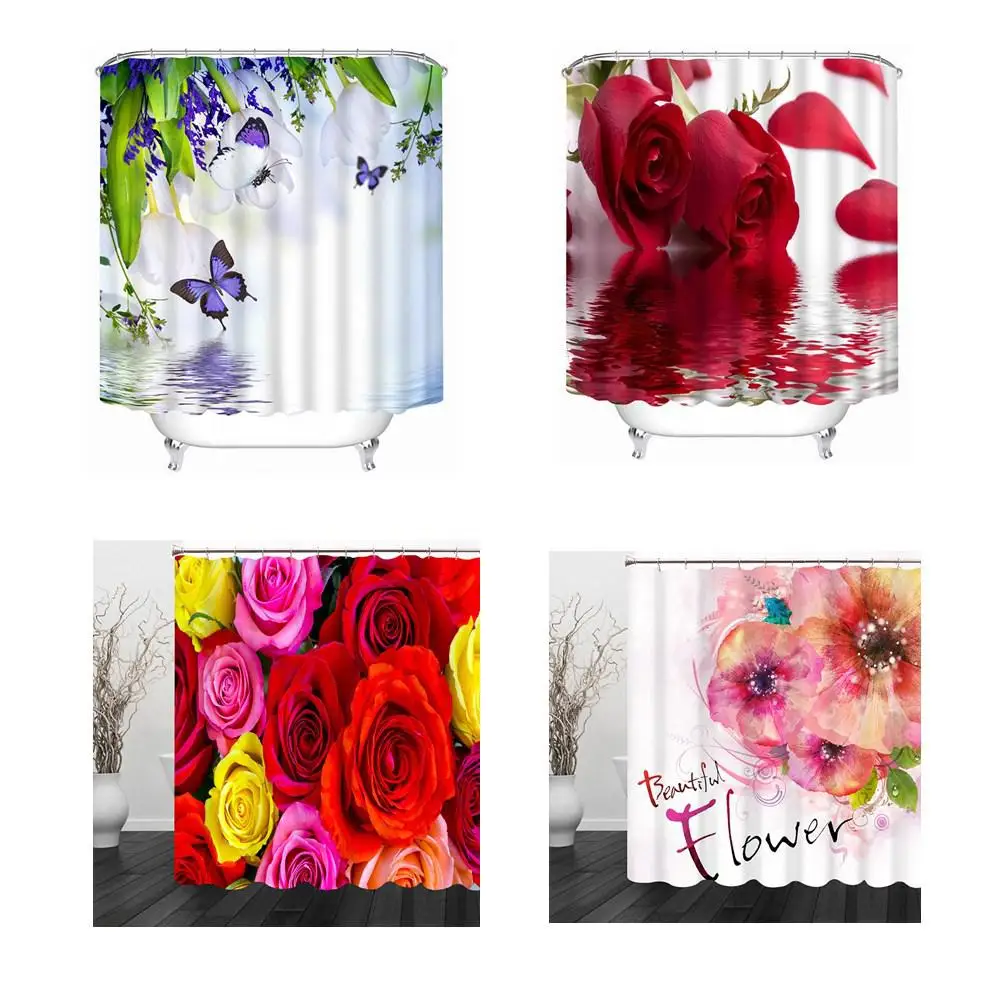 3D утолщенная Водонепроницаемая Шторка для ванной с цветочным принтом | Дом и сад