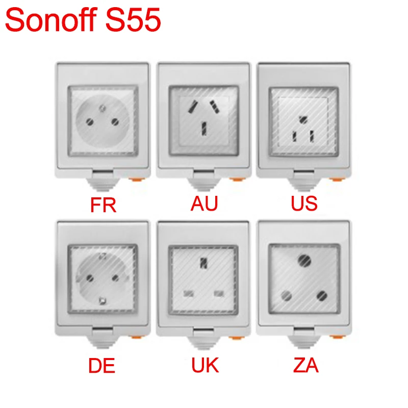Sonoff S55 Wifi умная уличная Водонепроницаемая Беспроводная розетка домашняя с
