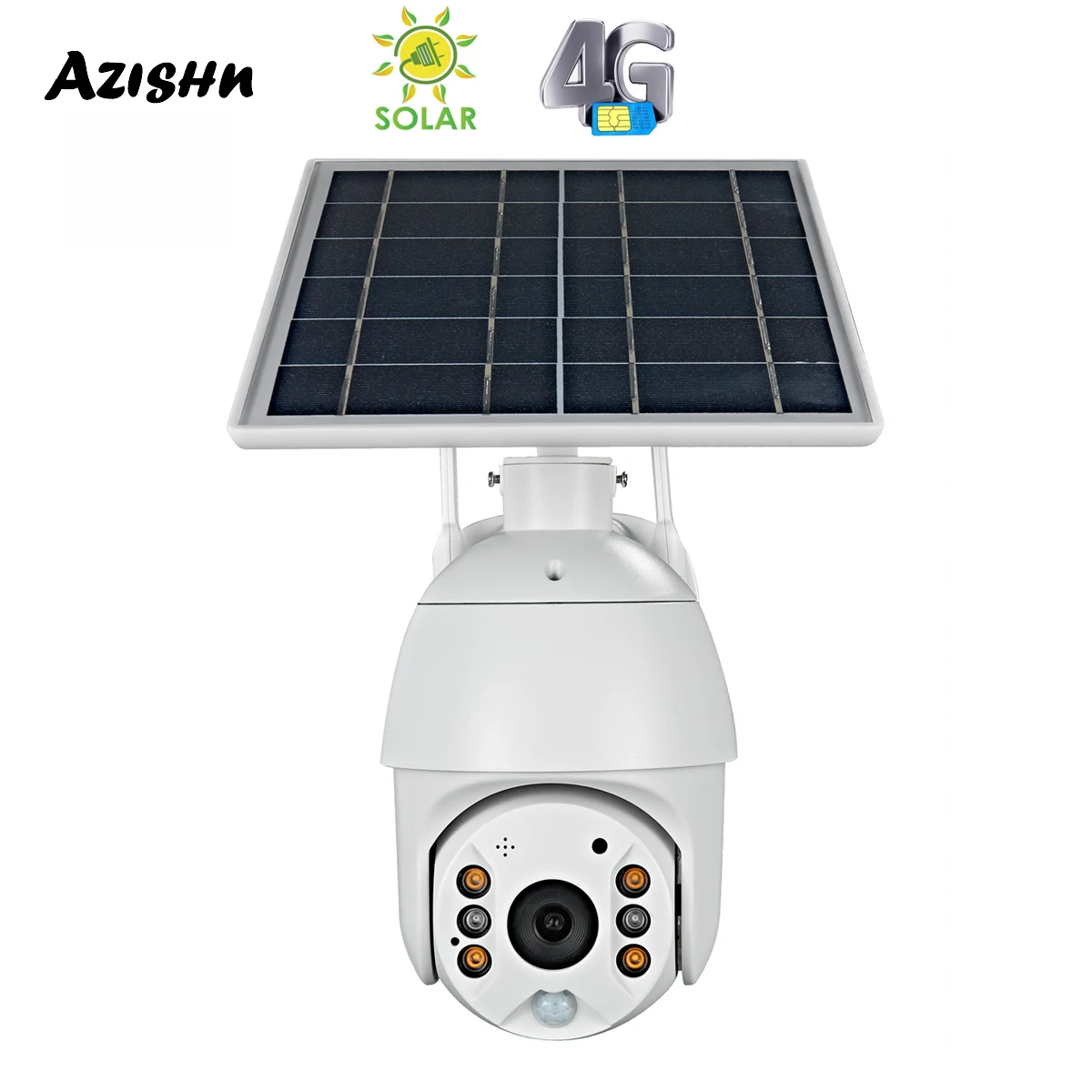 

AZISHN Solar Power Panel 1080P PTZ 4G IP Camera Two-way Audio Outdoor Security Camera Sim and SD Card Wireless PIR Motion