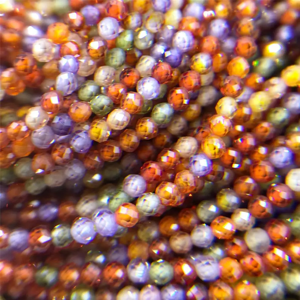 Fashion Multi Color Zircon Beads Micro Faceted Gem Stone 2mm 3mm Loose Spacer for Jewelry Making Bracelet Necklace | Украшения и