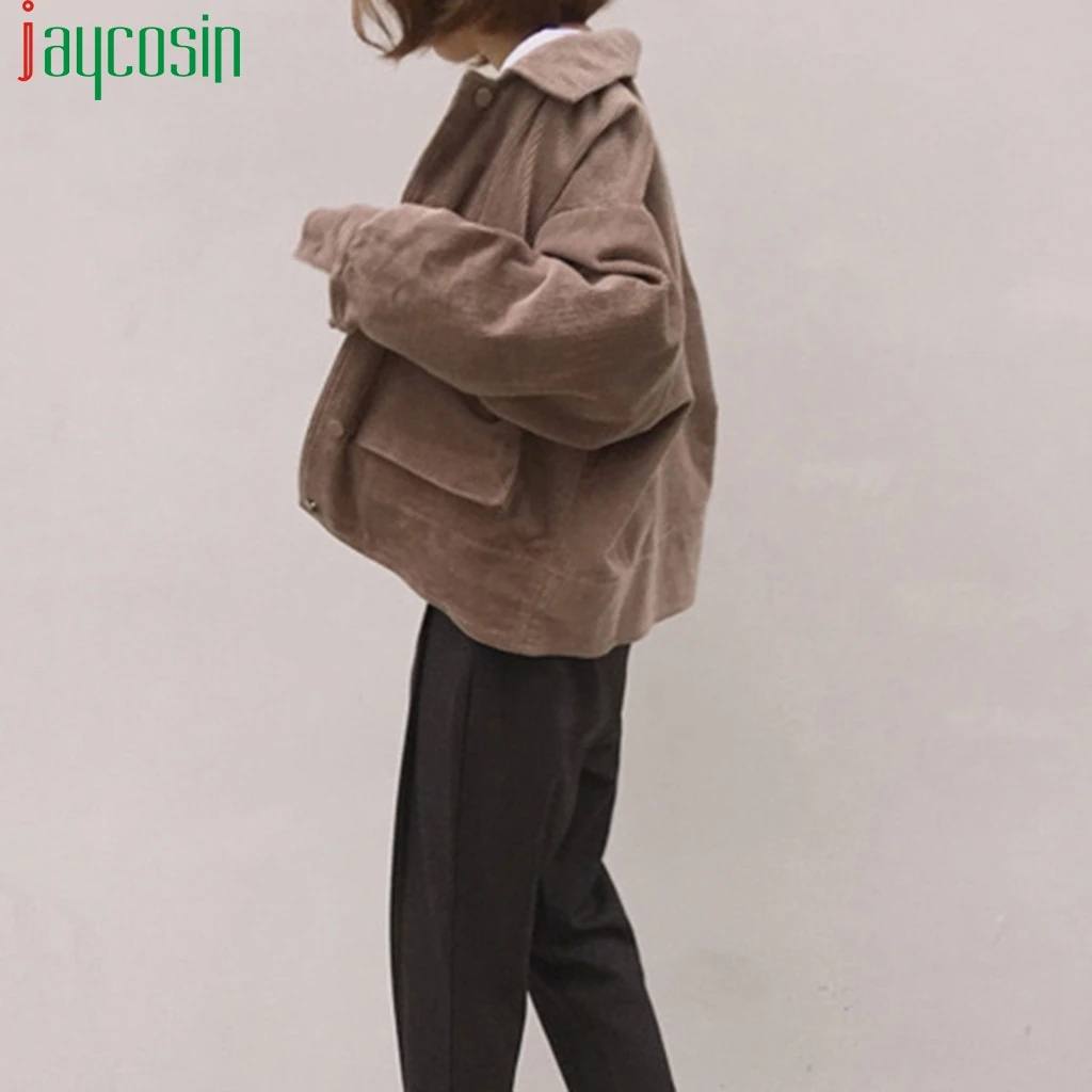 Женская Вельветовая куртка большого размера с карманами однотонная модная