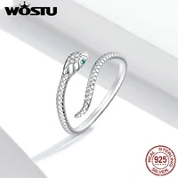 wostu genuine 925 sterling silver spirit snake ring for women anniversary original brand fashion jewelry gift fir666